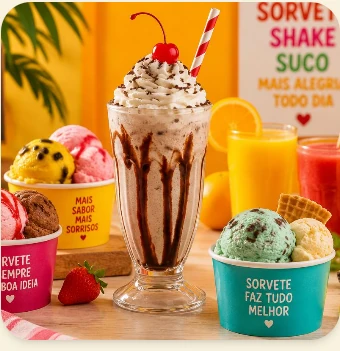 Milk-shake de chocolate com chantilly e cereja